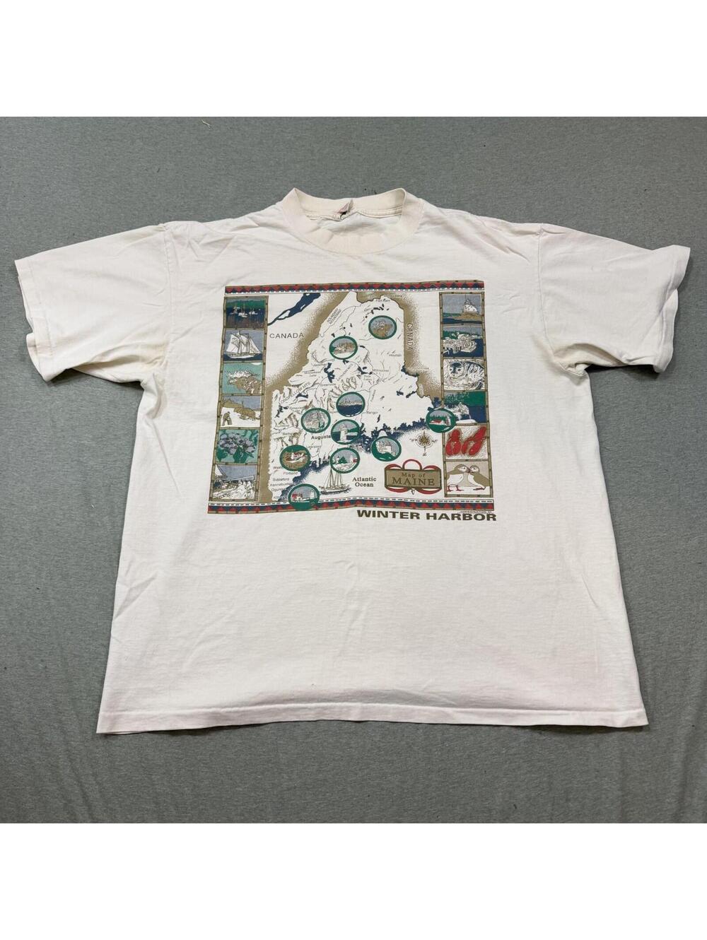 Vintage 90s Winter Harbor Maine T Shirt Mens XL Oneita Single Stitch‎ USA